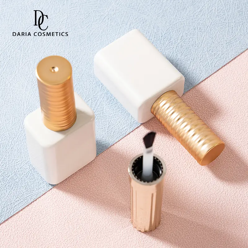 14ml Empty Durable Glass Gel Nail Polish White Square Bottle - Image 2