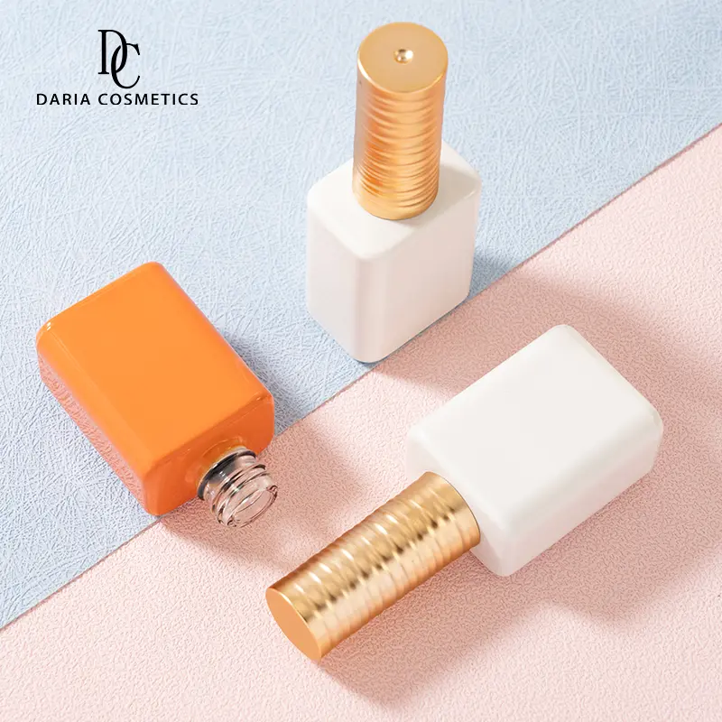14ml Empty Durable Glass Gel Nail Polish White Square Bottle - Image 3